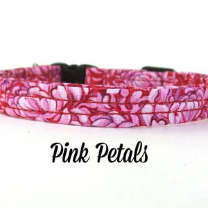 Cat Collar - Pink Petals - Bell Cat Collar - Charm Cat Collar - Floral Cat Collar - Breakaway Collar