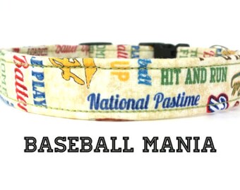 Dog Collar - Baseball Mania -  Baseball Dog Collar -  Sports Dog Collar- Bow Tie Sold Separately