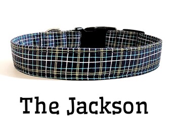 Dog Collar - The Jackson - Pink and Gray Plaid Dog Collar- Bow Tie Sold Separately