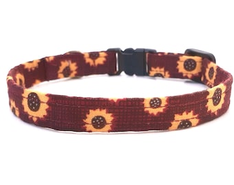 Cat Collar -Autumn Sunflower - Charm Cat Collar - Flower Cat Collar - Breakaway Collar - Safety Cat Collar