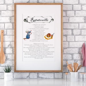 Ratatouille Recipe Digital Download, Kitchen Print, Theme Park, Hand Towels, Room Decor