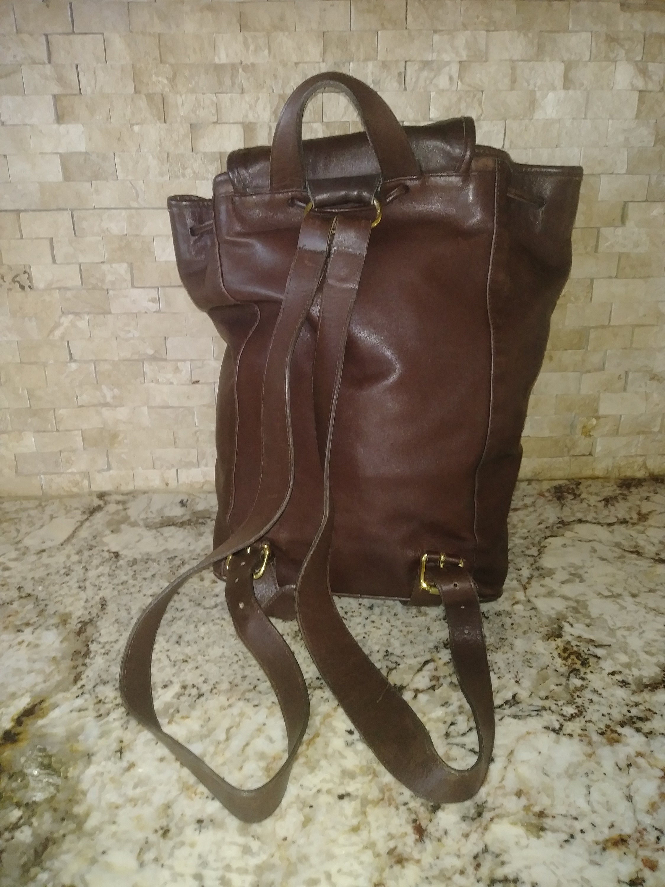 X Large~vintage Coach 0519 Leather Dark Brown BACKPACK Purse