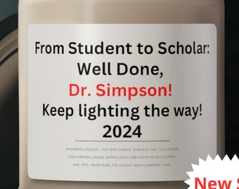 Vela personalizada para graduación de doctorado, regalo personalizado para médicos