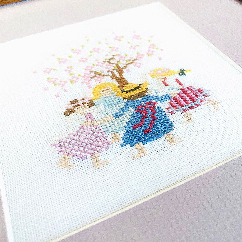 Cross Stitch finished picturedancing girls embroidery decor