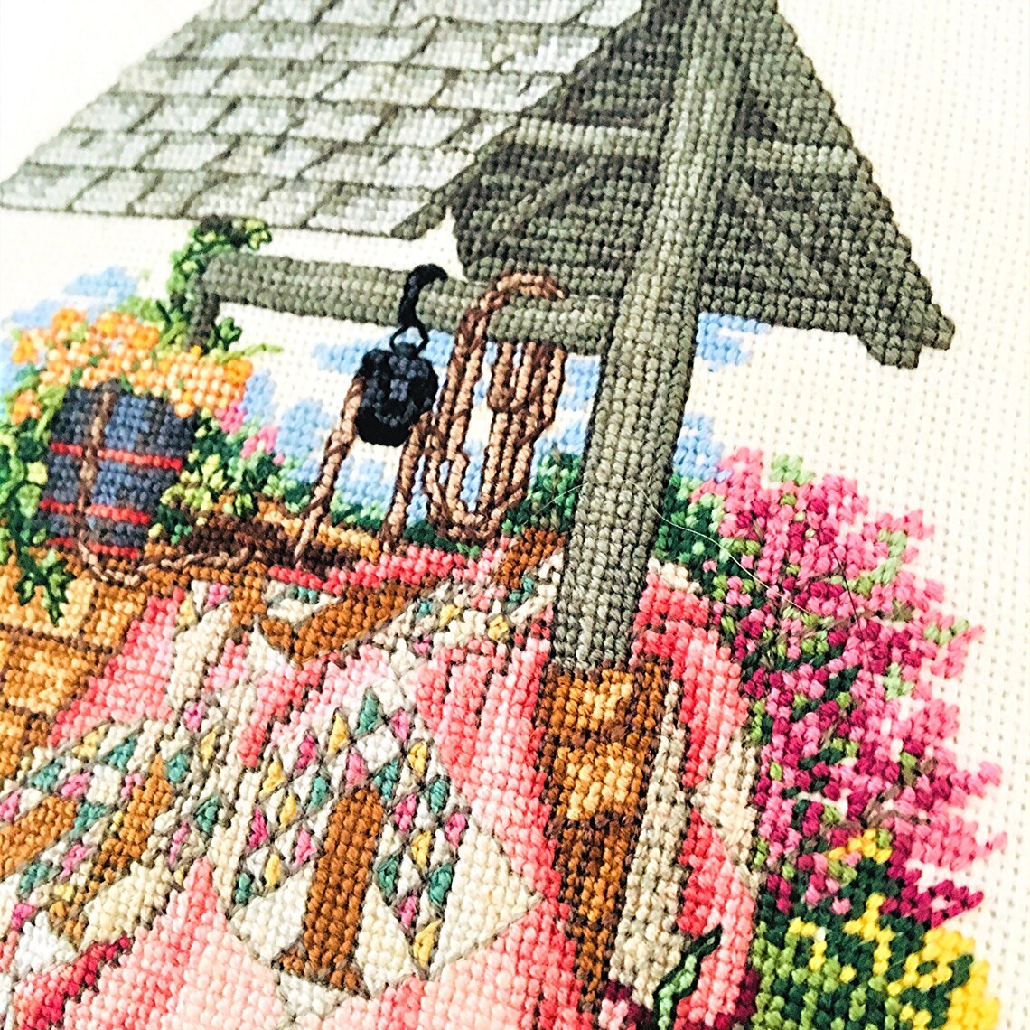 Cross Stitch Floral Wall Art Flower Embroidery Handmade Etsy