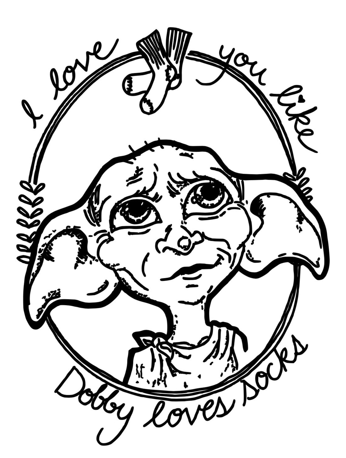 I Love You Like Dobby Loves Socks SVG Cricut Download (Instant Download ...