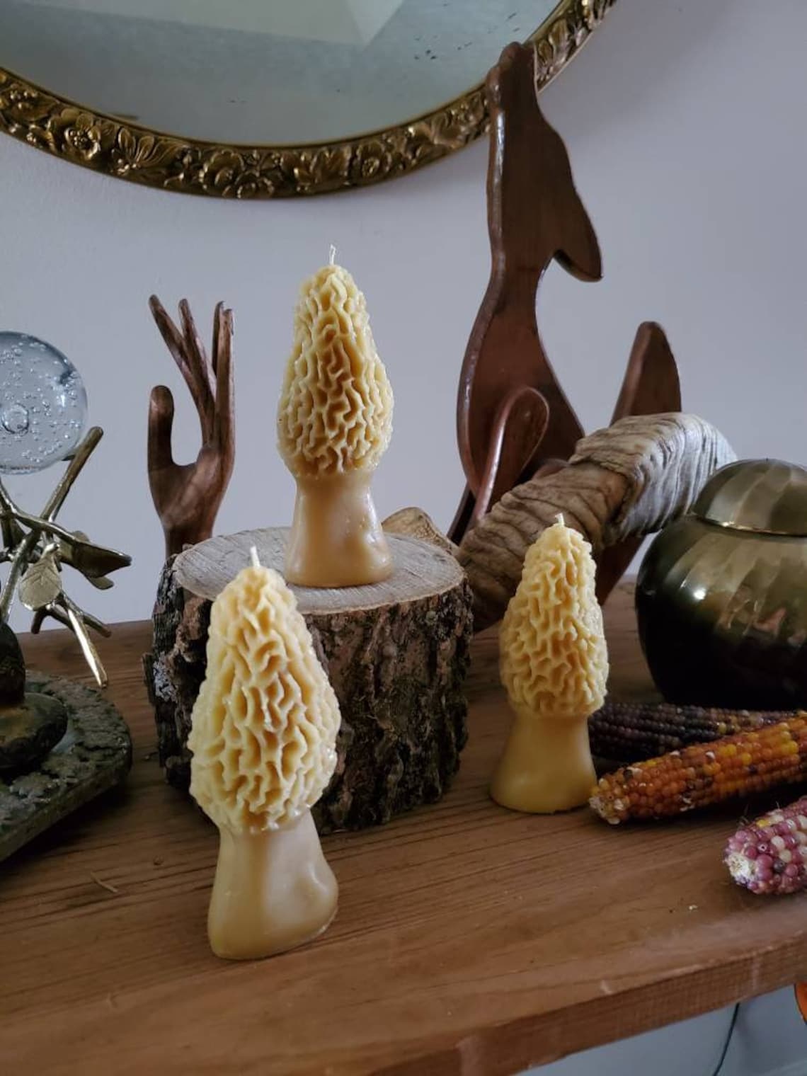 Morel Mushroom Beeswax Candle image 1