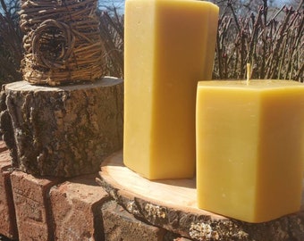 Hexagon Beeswax Pillar Candle