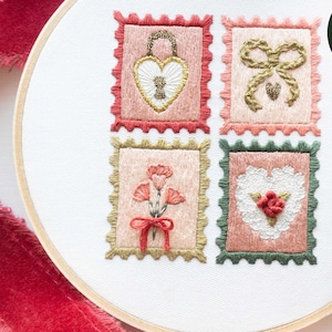 Love Stamp Embroidery Pattern Stitch Sampler