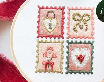 Love Stamp Embroidery Pattern Stitch Sampler
