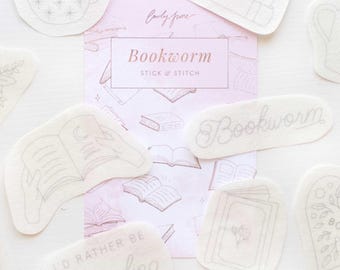 Book Lover Stick and Stitch Pack | Bookworm Embroidery Kit Pack