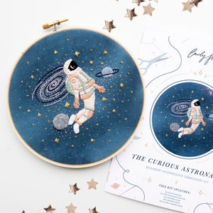 Astronaut Outer Space Embroidery Art Kit | Space Embroidery Kit | Stars Embroidery | Outer Space Nursery | Beginner Embroidery