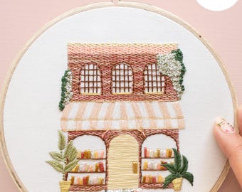 Bookshop Embroidery Pattern: Cozy DIY Book Lover Gift (PDF)