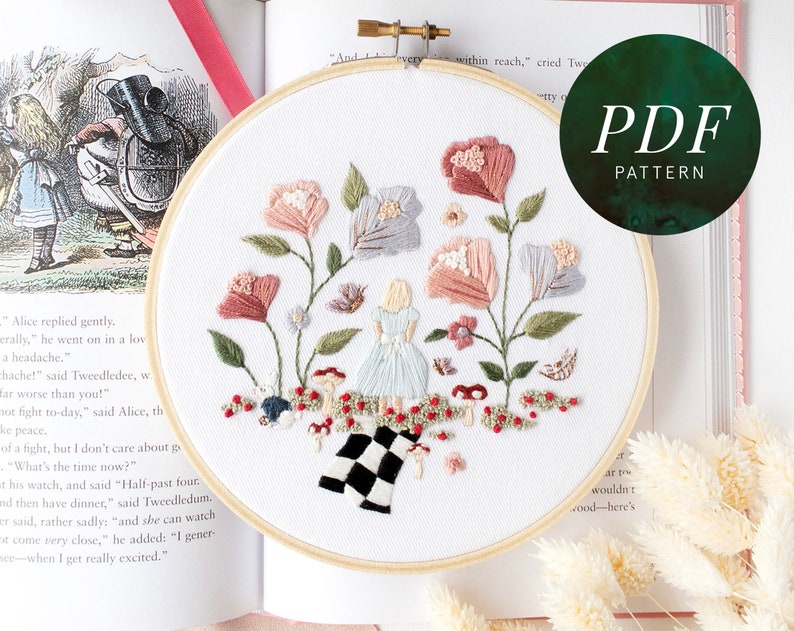 Alice in Wonderland Embroidery Pattern image 1