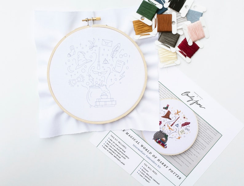 Harry Potter Embroidery Art Kit Hogwarts Embroidery Kit Etsy