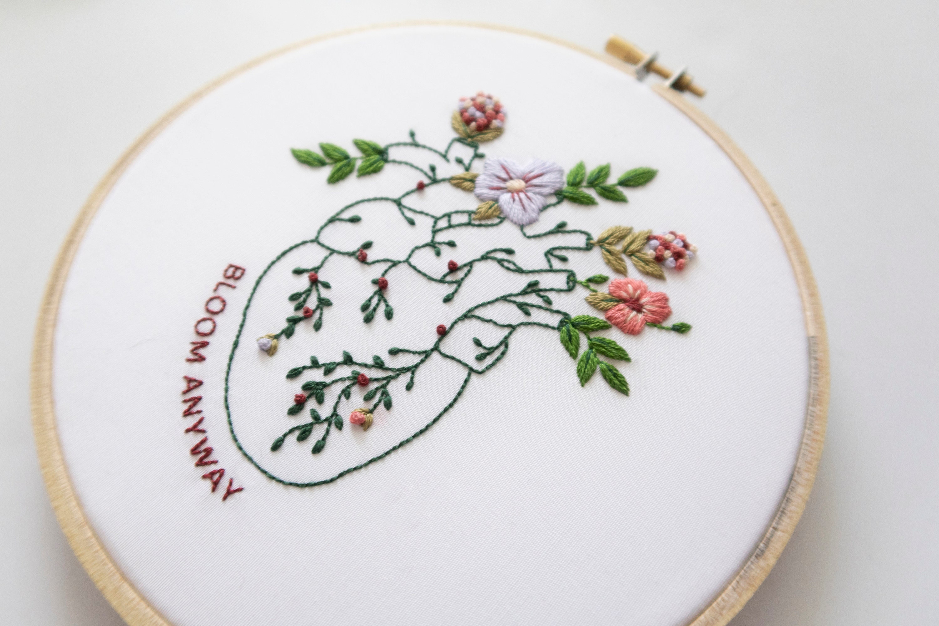 Floral Heart Embroidery Art Kit Mental Health Embroidery Kit Etsy