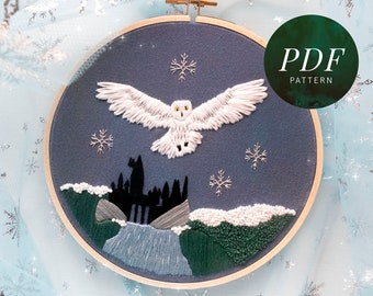 Magical Owl Castle Hand Embroidery Pattern