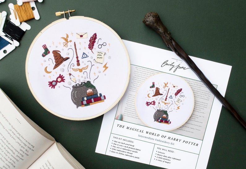 Harry Potter Embroidery Art Kit Hogwarts Embroidery Kit Etsy