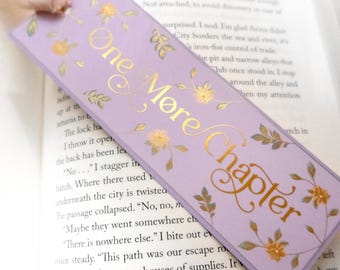 Gold Foil One More Chapter Bookmark | Floral Bookmark