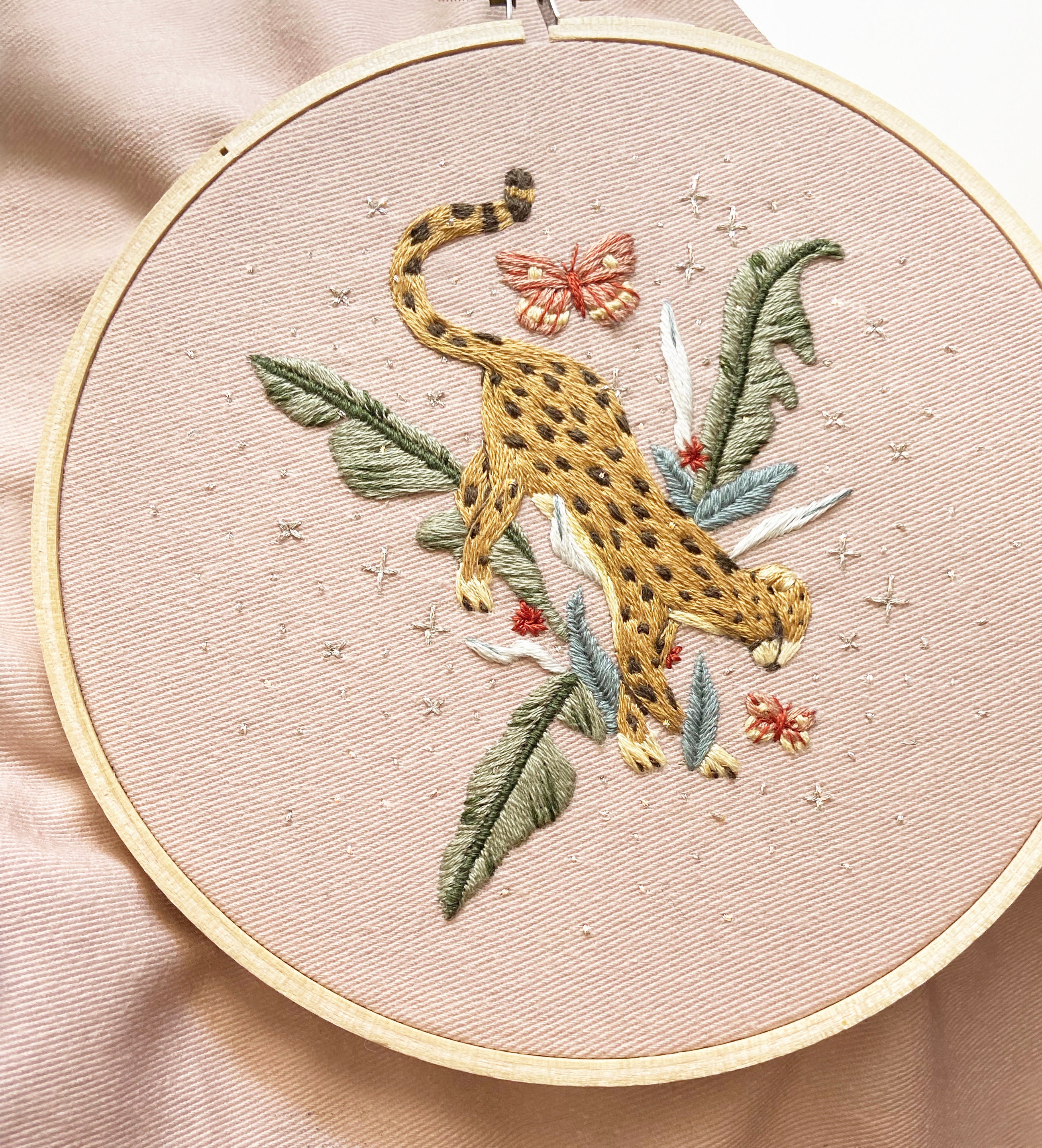 Cheetah Jungle Hand Embroidery Pattern Beginner Embroidery - Etsy