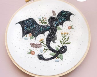 Floral Wyvern Embroidery Pattern: Abraxos Inspired (PDF Guide)