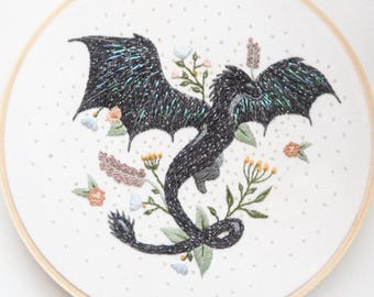 Floral Dragon Embroidery Kit: Abraxos Throne of Glass Inspired