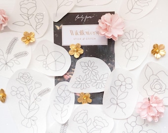 Kit di ricamo floreale "Fiori selvatici" / Adesivi per ricamo floreale