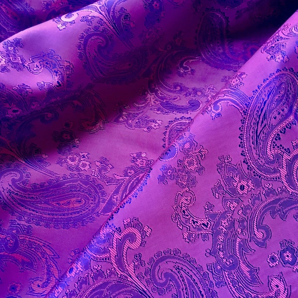 Purple Violet Paisley Lining Fabric Jacquard / Ships From USA Sold By Yards \ Upholstery Tailor Whimsigoth Prom Western Halloween Costuming