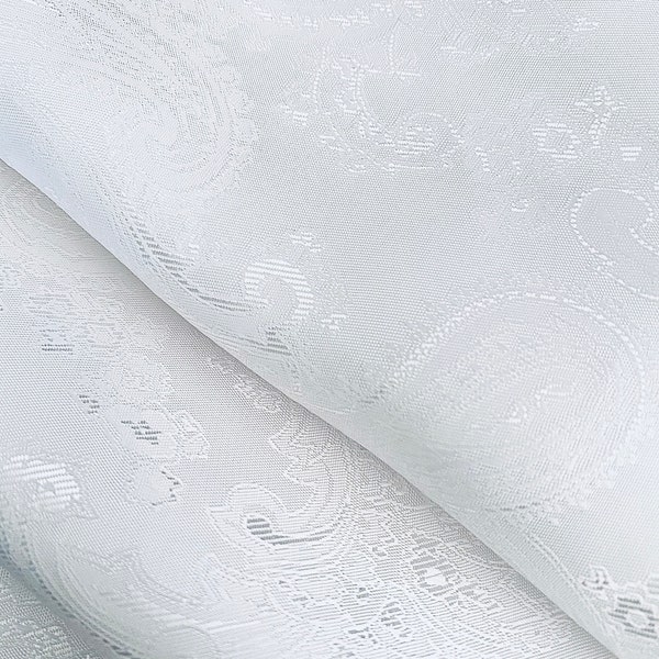 White Paisley Lining Fabric Jacquard / Ships From USA Sold By Yard \ No Minimum Nurse Outfits Patterns Bright Angel Aesthetic Shiny Weddings