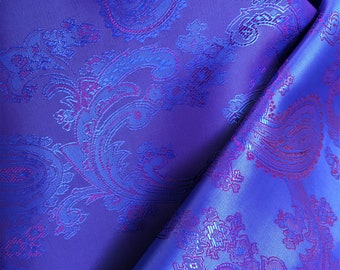 Iridescent Blue Purple Paisley Lining Jacquard Fabric / Ships From USA Sold By The Yard \ Galaxy Alien Core Color Shifting Metallic Dresses
