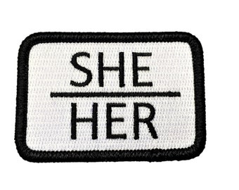 Elle/son pronom brodé Patch / navires des États-Unis \ LGBTQ + Queer Gay Pride Biker gilet moto veste transgenre cadeaux moins de 10 dollars