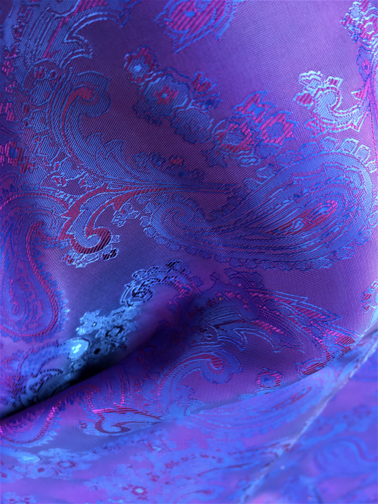Iridescent Blue Purple Paisley Lining Jacquard Fabric / Ships - Etsy