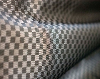Silver Checkerboard Lining Fabric Jacquard / Ship From USA Sold By The Yard \ Metallic Shimmer Restaurant Diner Disco Pattern Racer Picnics