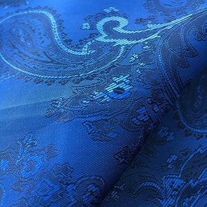 Forro de cachemira azul marino oscuro, tejido jacquard. Envío desde EE. UU. Se vende cortado a medida. Vestido personalizado, traje vintage, pañuelo transpirable para la cabeza. Color real.