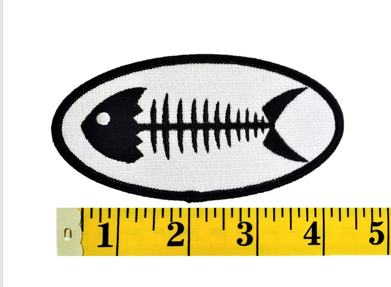 Fish Bone Embroidered Patch Ships From USA Ishikawa Biker | Etsy