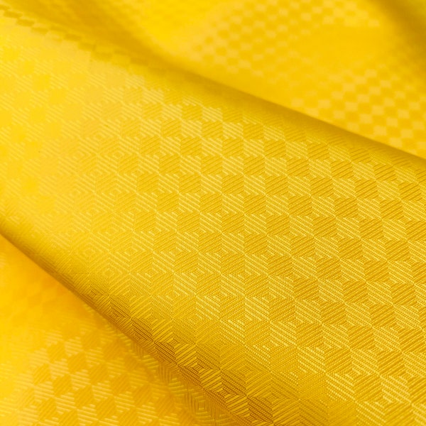 Yellow Checkerboard Lining Fabric Jacquard / Ships From USA Sold By The Yard \ Inexpensive Car Interior Not Printed Harlequin Diamond Nascar