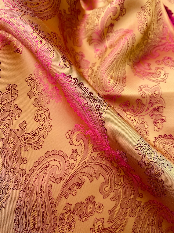 Orange Red Paisley Lining Fabric Ships From USA Jacquard Custom Clothing Suit Coat Jacket Brocade Sold By the Yard Sewing Tailoring Supplies