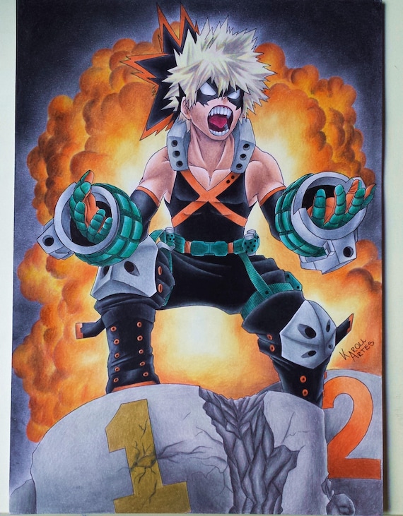 Katsuki Bakugou 01 My Hero Academia Original Drawing Etsy