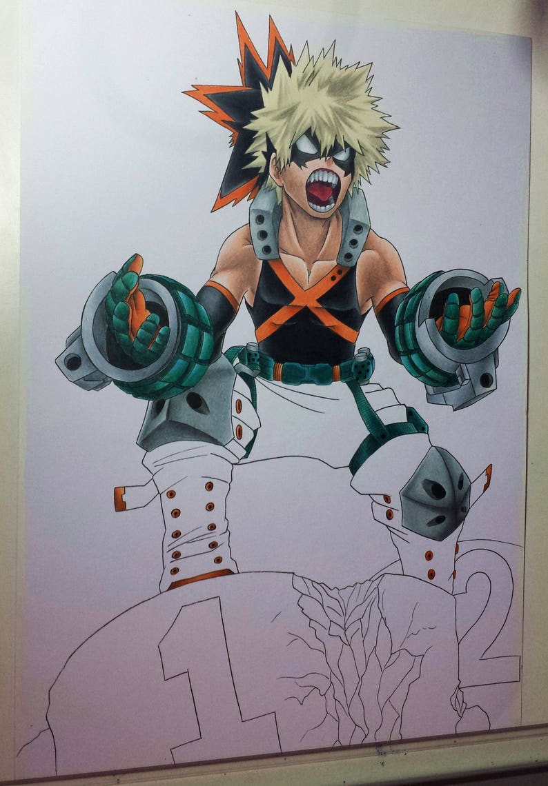Katsuki Bakugou 01 My Hero Academia Original Drawing Etsy