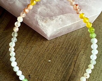 Hello Spring! Stretchy Stacker Bracelet, moonstone, sunstone, jade, depression, anxiety, women's health, hormonal balance, hormone support