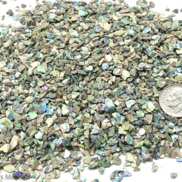 Crushed Abalone (Paua) from the Gulf of Mexico, Coarse Crush, Gravel Size (4mm - 2mm) for Stone Inlay, Mineral Art, or Handmade Jewelry