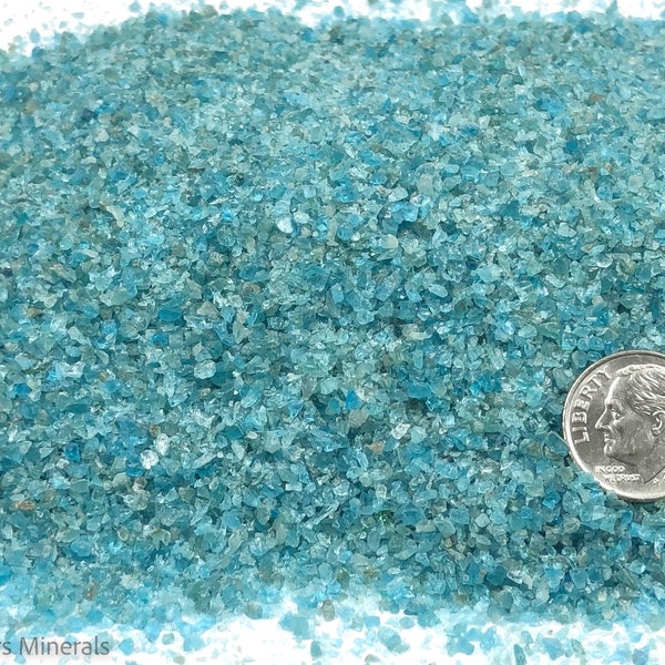 Crushed Marine Blue Apatite (Grade A) from Brazil, Medium Crush, Sand Size (2mm - 0.25mm) for Stone Inlay, Mineral Art, or Handmade Jewelry