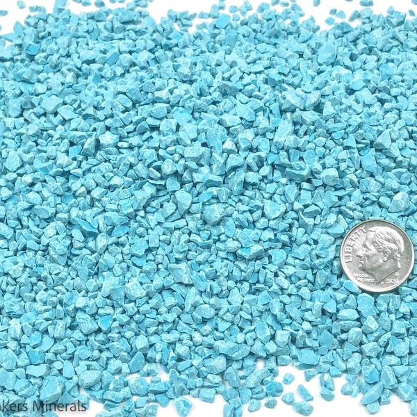 Crushed Blue Turquoise (Lab-Created), Coarse Crush, Gravel Size (4mm - 2mm) for Stone Inlay, Mineral Art, or Handmade Jewelry