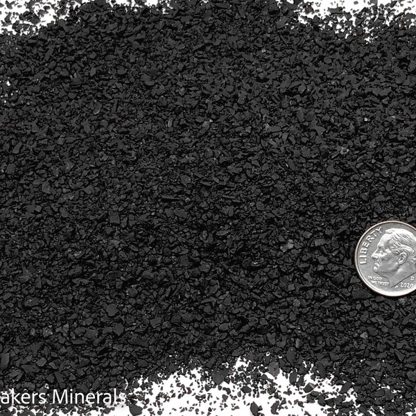 Crushed Black Shungite from Russia, Medium Crush, Sand Size (2mm - 0.25mm) for Stone Inlay, Mineral Art, or Handmade Jewelry