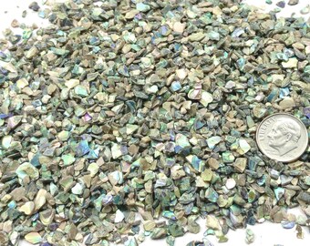 Crushed Abalone (Paua) from the Gulf of Mexico, Coarse Crush, Gravel Size (4mm - 2mm) for Stone Inlay, Mineral Art, or Handmade Jewelry