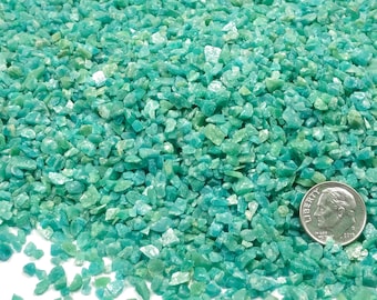 Crushed Blue-Green Amazonite from Russia, Coarse Crush, Gravel Size (4mm - 2mm) for Stone Inlay, Mineral Art, or Handmade Jewelry
