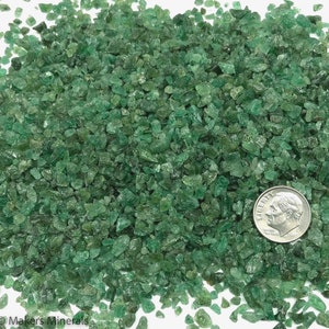 Crushed Green Emerald (Grade A) from India, Coarse Crush, Gravel Size (4mm - 2mm) for Stone Inlay, Mineral Art, or Handmade Jewelry