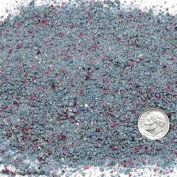 Crushed Blue Kyanite and Ruby in Matrix from India, Sand Size (2mm - 0.25mm) for Stone Inlay, Mineral Art, or Handmade Jewelry