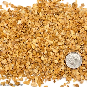 Zerkleinerte Gelbe Jaspis Chips (Güteklasse A) aus Südafrika, Kies in Erbsengröße (2 mm-4 mm) für Steinintarsien, Mineralkunst oder handgemachten Schmuck
