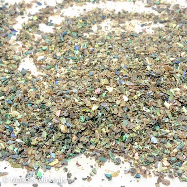 Crushed Abalone (Paua) from the Gulf of Mexico, Medium Crush, Sand Size (2mm - 0.25mm) for Stone Inlay, Mineral Art, Rings or Jewelry